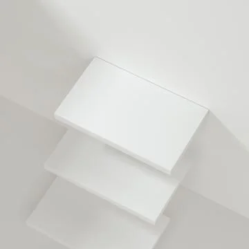 White empty cube shelf in the empty room, 3d rendering. Stock Illustration