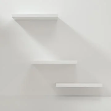 White empty cube shelf in the empty room, 3d rendering. Stock Illustration