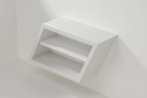 White empty cube shelf in the empty room, 3d rendering. Stock Illustration