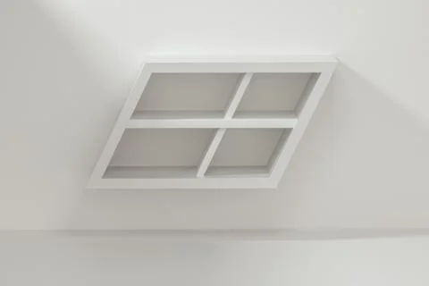 White empty cube shelf in the empty room, 3d rendering. Stock Illustration