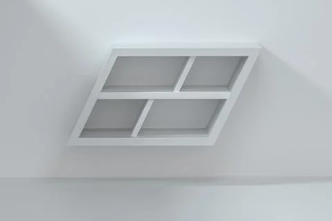 White empty cube shelf in the empty room, 3d rendering. Stock Illustration