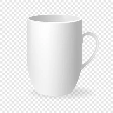 White empty cup in classic style on transparent background. White background 스톡 일러스트