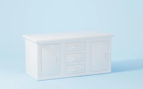 White empty desk with blue background, 3d rendering. Stock Illustration