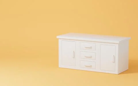 White empty desk with yellow background, 3d rendering. Stock Illustration