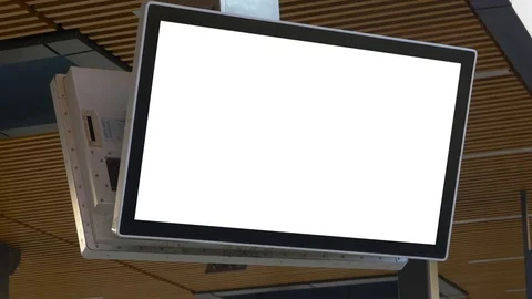White Empty Digital Screen Space, Commercial Display LCD Technology Panel Stock Footage 85234081