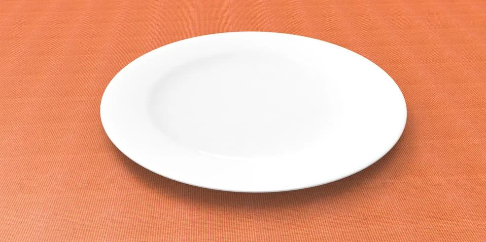 White empty dish plate on orange table Illustrazione stock