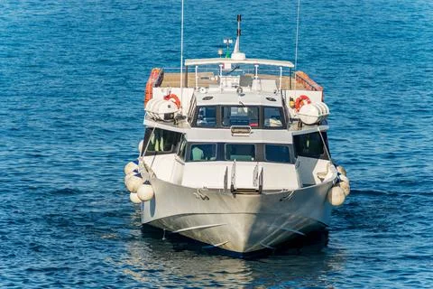 White Empty Ferry to the Cinque Terre - Gulf of La Spezia Liguria Italy Stock Photos