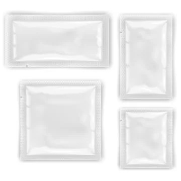 White empty foil, plastic packaging for cosmetics and food vector templates Stock Illustration
