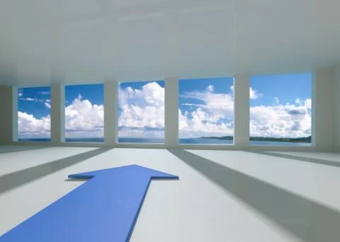 White Empty Interior With Arrow Stock Illustration