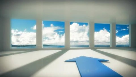 White Empty Interior With Arrow Stock Illustration