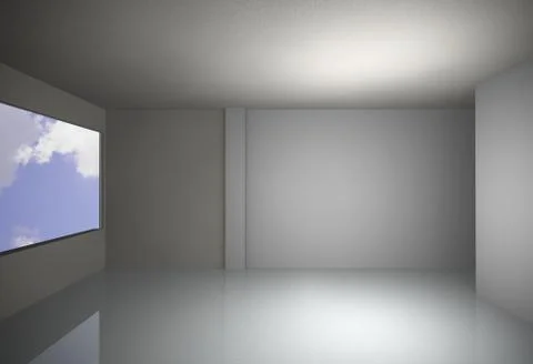 White empty interior with sky Illustrazione stock