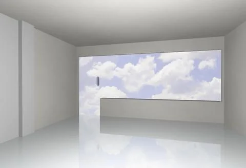 White empty interior with sky Illustrazione stock