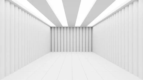 White Empty Interior Space Room Studio Background With Modern Roof Design Illustrazione stock
