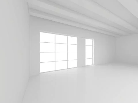 White empty interior with window. 3d rendering. 스톡 일러스트