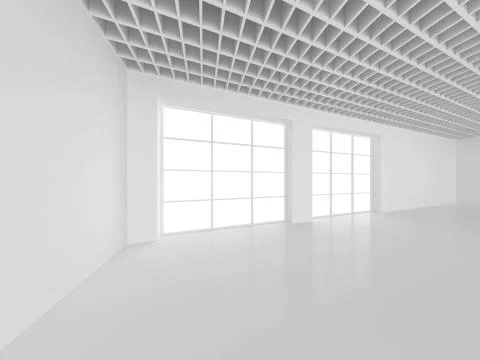 White empty interior with window. 3d rendering. Stock Illustration