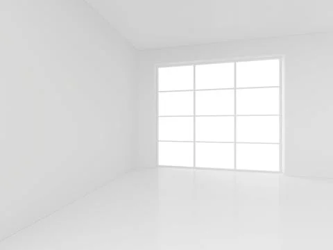 White empty interior with window. 3d rendering. 스톡 일러스트