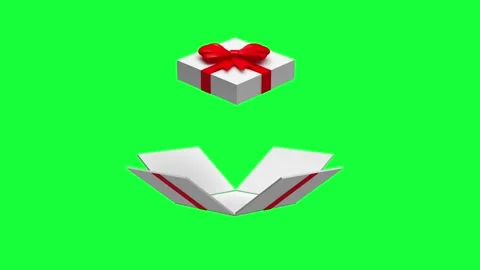 White empty open gift box on green screen, 3D animation. Stock Footage 337878288