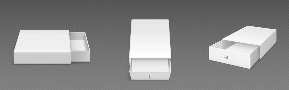 White empty open slide box with ribbon puller. イラスト素材