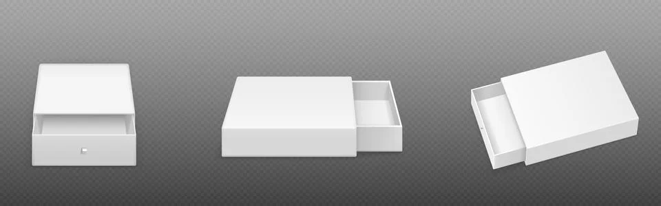 White empty open slide box with ribbon puller. イラスト素材