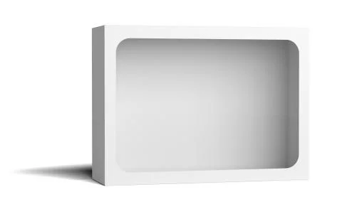 White empty packing box with cutout in the middle Illustrazione stock