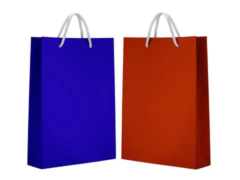 White empty Paper bag isolated on white background  for design Stock Photos