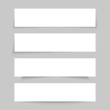 White empty paper mock up, set of blank banners with realistic transparent sh Stock Illustration