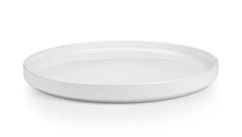 White empty plate isolated on white background full Stock Photos