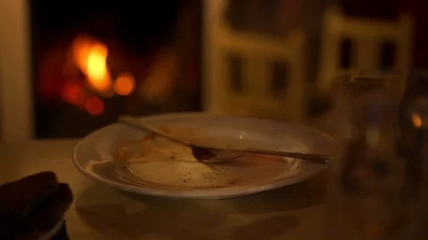 White empty plate with lying fork and knife close view Stock Footage 119917240