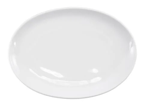 White empty plate ( oval dish ) over a white background. Stock Photos