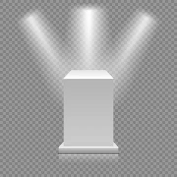 White empty podium isolated on transparent background. Museum pedestal with Stock Illustration