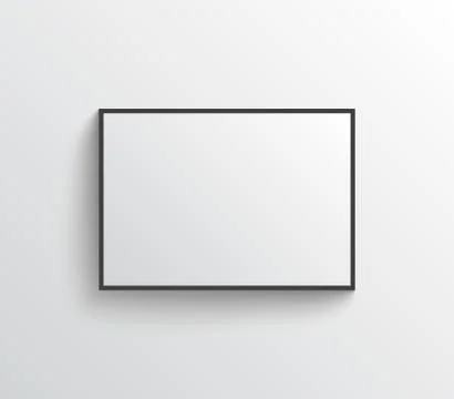 White empty poster with frame mock-up on grey wall Stock-Illustration