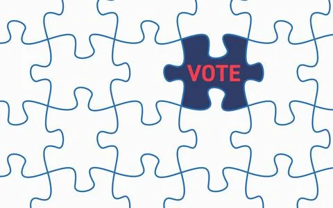 White empty puzzle with vote word. Your vote matters concept. Stock Illustration