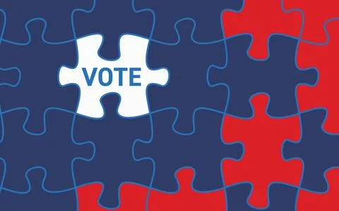 White empty puzzle with vote word. Your vote matters concept. イラスト素材