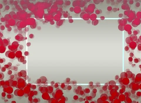 White Empty Rectangle Frame With Red Bokeh On Silver Grey Background Template Stock Illustration