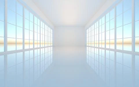 The white empty room, 3d rendering. Ilustración de archivo