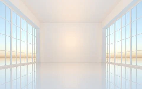The white empty room, 3d rendering. Ilustración de archivo