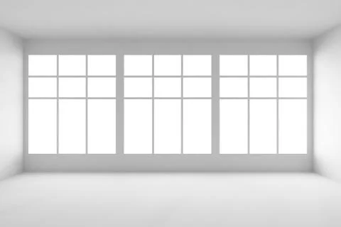 White empty room with big windows Stock Illustration