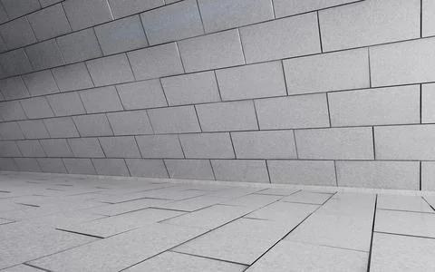 White empty room, with brick wall, 3d rendering. Ilustración de archivo
