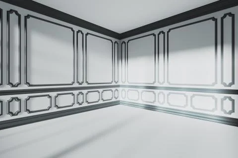 White empty room corner with black classic style decor Stock Illustration