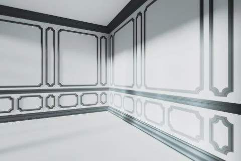 White empty room corner with black classic style decor closeup Stock Illustration