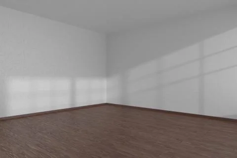 White empty room corner with dark parquet floor Illustrazione stock
