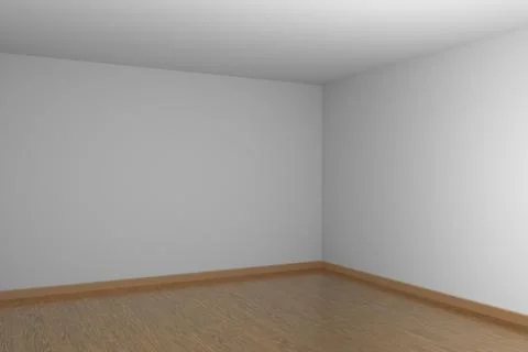 White empty room dark corner with brown hardwood parquet floor. Stock Illustration