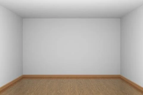 White empty room dark side with brown wooden parquet floor Stock Illustration