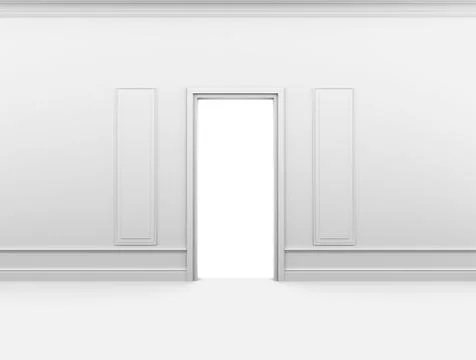 White empty room with a frame on the wall Illustrazione stock