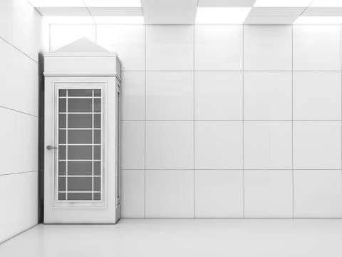 White empty room interior with call-box. 3D Stock Illustration
