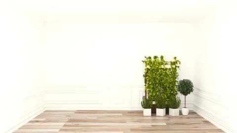 White empty room interior design. 3D rendering Stock Illustration