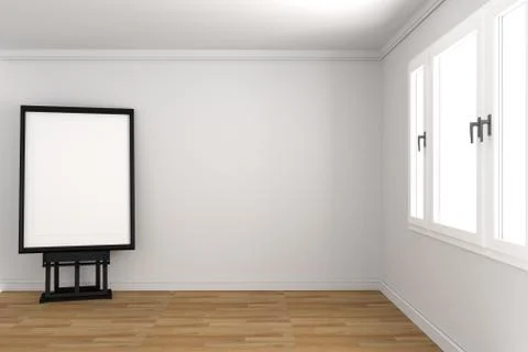 White empty room interior design, Scandinavian style. 3D rendering Stock Illustration