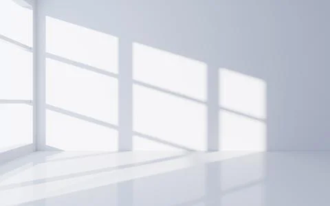 White empty room with light and shadow, Interior geometry scene, 3d rendering Illustrazione stock
