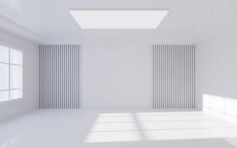 White empty room with light and shadow, Interior geometry scene, 3d rendering Illustrazione stock