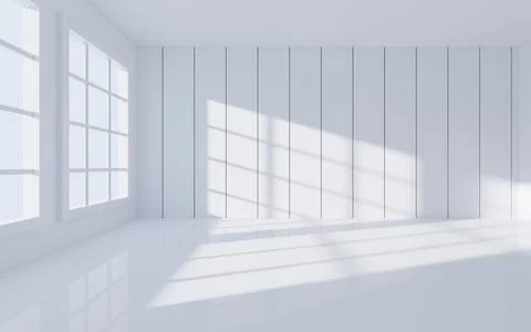 White empty room with light and shadow, Interior geometry scene, 3d rendering Stock Illustration